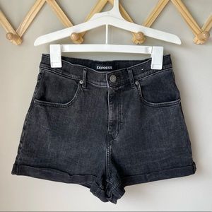 Express Black Mom Jean Shorts Super High Rise Size 8